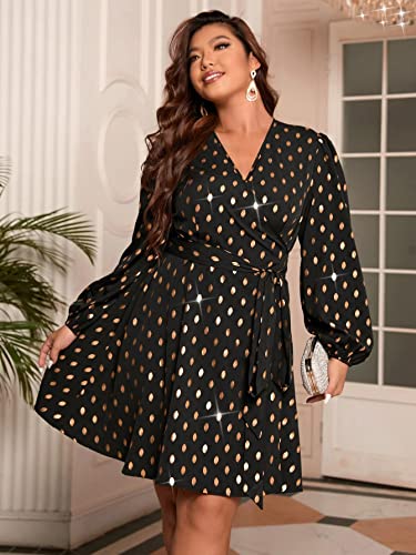 Image of RED DOT BOUTIQUE 836 - Chiffon Long Sleeves Wrapped V Neck Long Waist Ties Club Solid Black Dress Plus Size