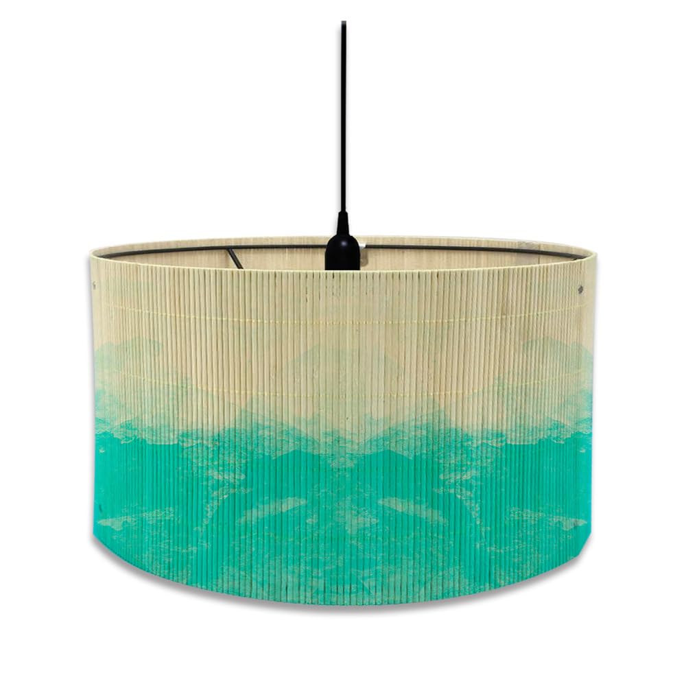 Morbuy Watercolor Gradient Print Drum Lampshade for Table, Ceiling, Wall, Bedside and Floor Lamps - Bamboo Hotel Home Decorative Pendant Shade (Light Green)