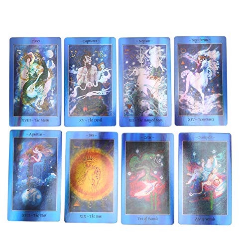 78 Carta del Tarot - Tarjeta de AdivinacióN del Destino Papel de Holograma Barajas de Cartas del Tarot Juego de Contar el Futuro Tarjeta de PrevisióN por la Familia Fiesta(IngléS) Cover
