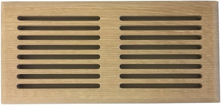 4 Inch x 10 Inch White Oak Quartersawn Hardwood Vent Floor Register Surface Mount, Slotted Style, Unfinished