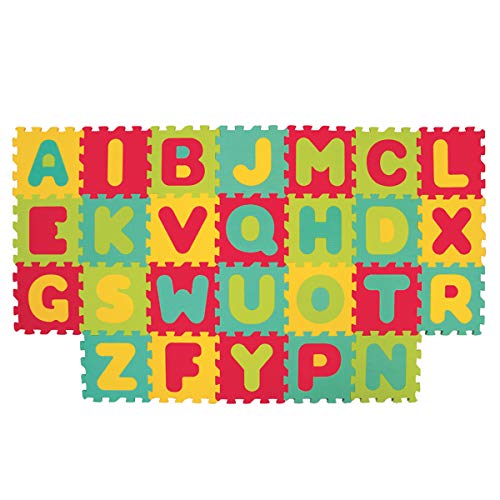 LUDI - Tapis de Sol et Jouet Éducatif - Puzzle Géant, Motifs Lettres, 26 Dalles en Mousse, 26 Éléments pour Apprendre à Lire - À Partir de 10 Mois