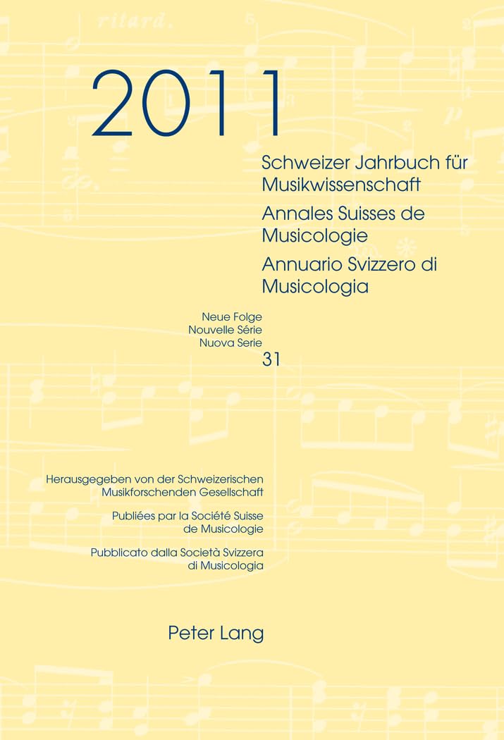 Annales Suisses de Musicologie Annuario Svizzero revue universitaire Luca Zoppelli