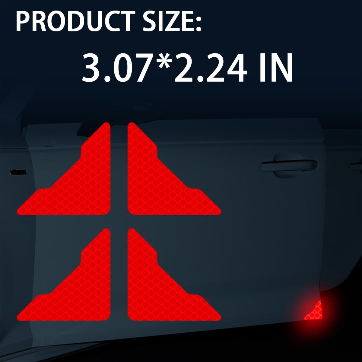 AUCELI 4PCS Car Door Edge Reflective Stickers, Anti-Scratch Anti-Collision Automotive Door Corner Guards Protector Warning Sticker, Vehicle Accessories for Truck SUV RV Van?Red?