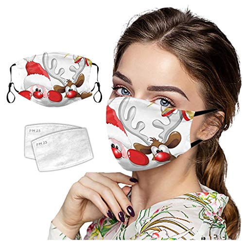 Preisvergleich Produktbild CAITOU Merry Christmas Mundschutz Bandanas Elastiche Staubdichte Mundstoff 3D Mehrweg Atmungsaktiv Stoff Bandana Schal Waschbare Wiederverwendbar Mund und Nasenschutz (J)