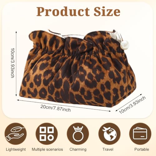 Image of MAYCREATE Leopard Makeup Bag for Women Girls,Cute Cheetah Travel Toiletry Cosmetic Bags,Aesthetic Make Up Bag Portable Zipper Skincare Storage