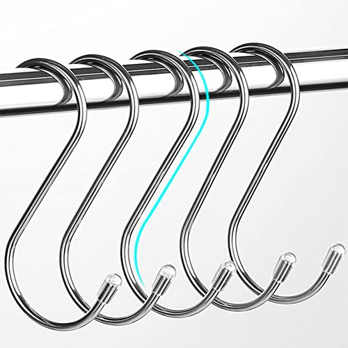 10 Pack 5.3 Inch Large S Shaped Hanging Hooks, Heavy-Duty Genuine Solid Polished Stainless Steel ,For Jewelry, Key Ring,Kitchen Spoon Pot,Work Shop, Bathroom, Garden Multiple Uses #TOP1