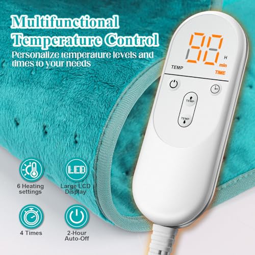 Image of Heating Pad for Back, Heating Pad for Period Cramps /Waist /Stomach with Belt, Fathers Day Dad Gifts for Men, Birthday Gifts for Women Men, 6 Heat Settings, 4 Auto-Off, Blue Green