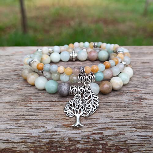 YGLINE Tree of Life Yoga Healing Stone Bracelets,Multilayer Lotus Chakra Stone Reiki Bracelet Sets,Anxiety Crystal Natural Stone,for Women Stress Relief2