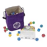 Third Die Dice Bag - Handcrafted And Reversible Drawstring Bag That Stands Open On The Table - For All Your Gaming Needs - Purple and Light Gray