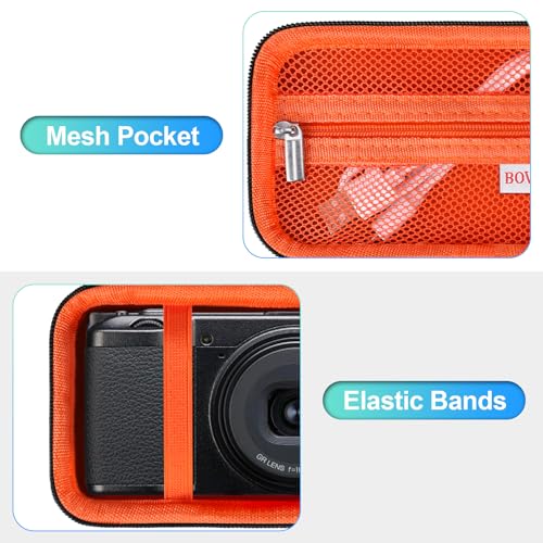 Coque Ricoh GR III et GR IIIx HDF BOVKE - Étui rigide noir et orange avec poche