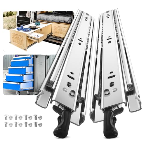 ToBeGreat 1 Pair Heavy Duty Drawer Slides with Lock 14 Inch 150 lb Load Capacity Side Mount Full Extension Ball Bearing Replacement Cabinet Locking Rail Tool Box Runner by ToBeGreat - Used condition - US$8.12