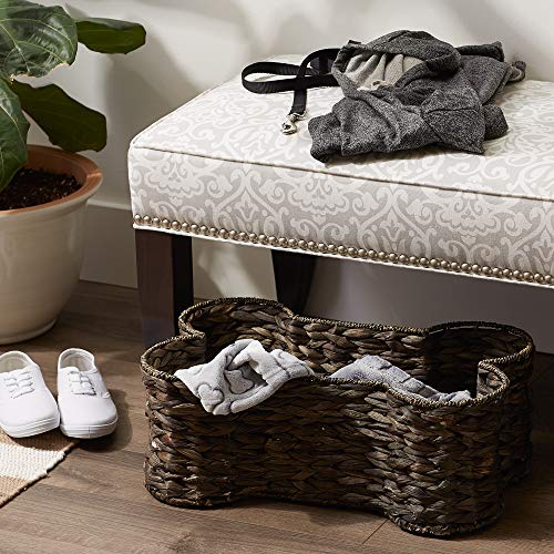 Image of Bone Dry Pet Storage Collection, Bone Shape Hyacinth Toy Basket, Dark Brown /Gray Wash, Medium