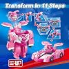 Super Wings Transformable Toys, 7 Super Robot and 2 Mini Dizzy Transforming Suit, 2 in 1 Racing Car-Robot Action Figure for Boys and Girls Age 3+, Gifts for Preschool Kids, Pink