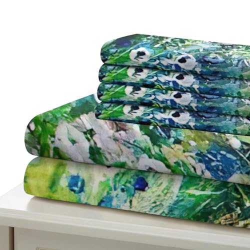 Housse de couette plumes de paon en microfibre luxe