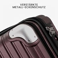 LEVEL8 Koffer Trolleys Leicht ABS+ PC Handgepäck Hartschalen-Koffer Trolley Rollkoffer Reisekoffer Erweiterbar, TSA, 4 Rollen, 55cm, 36-42 Liter, Rot – Ansicht 4