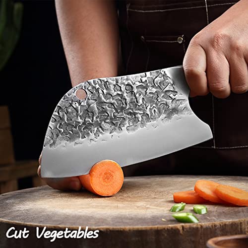 Bladesmith Serbian Chef Knife, Butcher Cleaver Hand Forged Knife 8", Handmade High Carbon Steel Meat Cutting Knife thumb #3