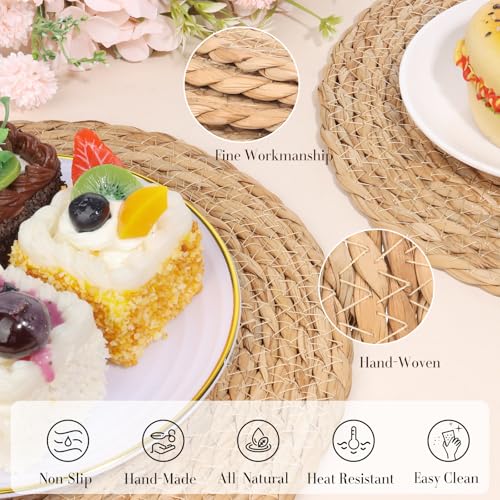 Kesaplan Round Woven Placemats Set Of 12, 12 Inch Round Rattan Placemats thumb #2