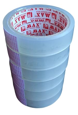 Cello Tape Transparent 1 inch 24mm x 65 metre length Set of 6 For Gift Box Packing Home and Office Stationary Use Self Adhesive