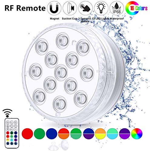 Preisvergleich Produktbild Led Poolbeleuchtung Unterwasser Magnetisch Led Unterwasserlicht mit Fernbedienung, Aquarium Pool Licht RGB Teichbeleuchtung Teichleuchten (16 Farben, 13er-Led)