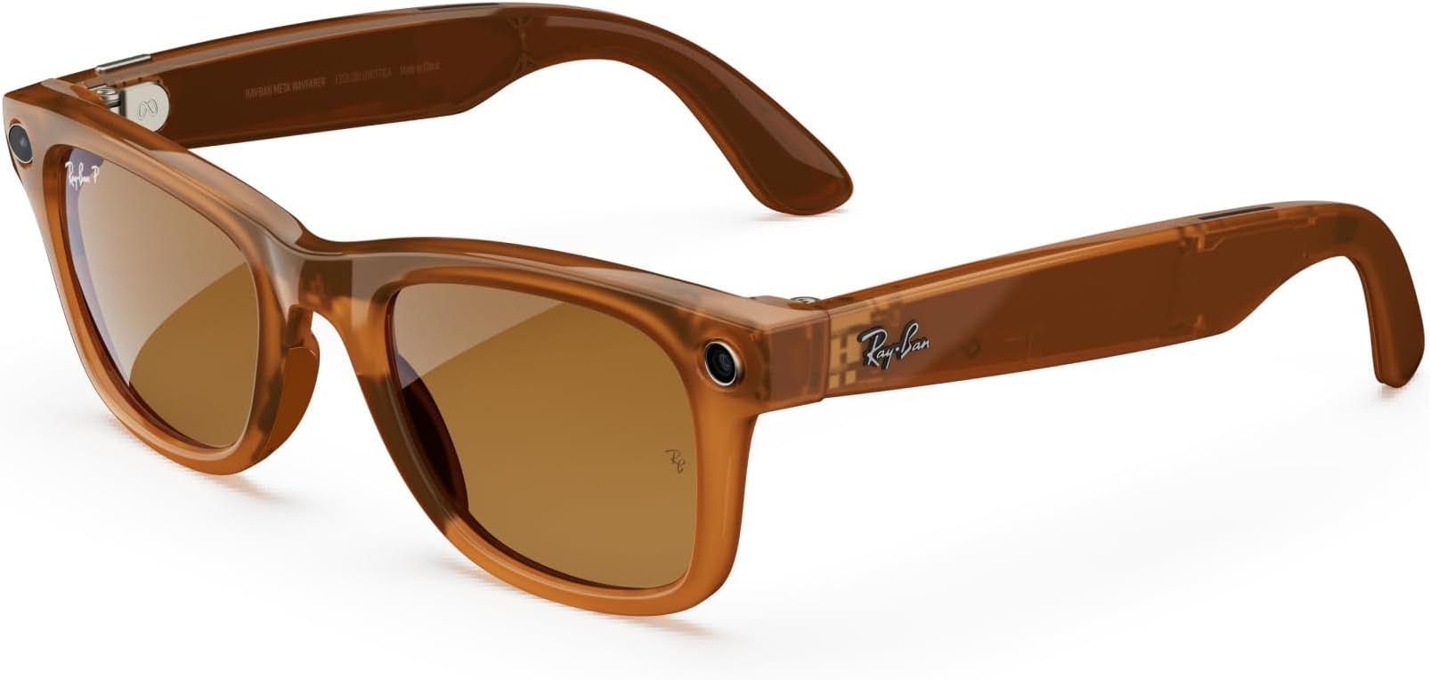 Meta Ray-Ban - Smart Glasses - Wayfarer Large - Shiny Caramel Transparent/Brown Polarized