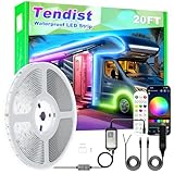 TENDIST 20FT RV Awning LED Light Strip, Camper Awning Lights Waterproof Underglow Led Light kit for RV Canopy Exterior, Travel Party, Van, Camper