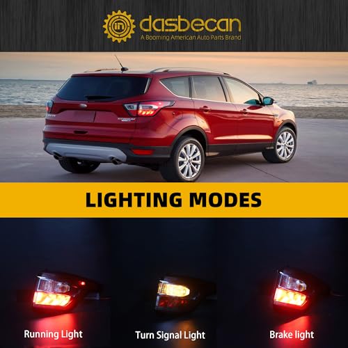 Dasbecan Right Passenger Side Tail Light Assembly with Bulb Compatible with Ford Escape Kuga 2017 2018 2019 Brake Rear Lamp