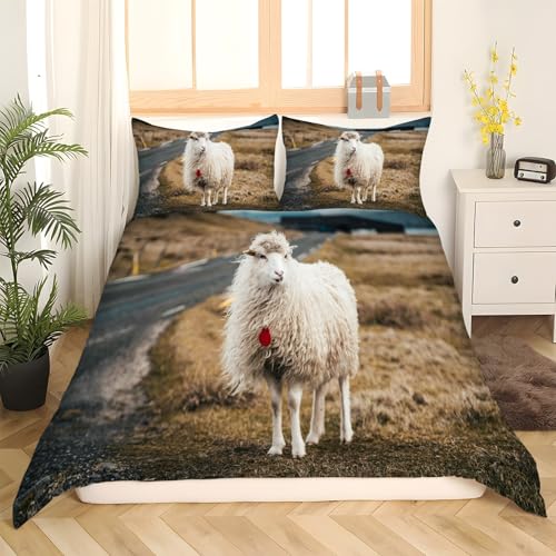 Housse de couette mouton 90x190 cm avec zip pour un lit d'enfant facile à faire