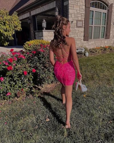 Basgute Sparkly Sequin Tight Homecoming Dresses for Teens Short Lace Glitter Prom Cocktail Party Gown for Women4