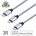 Amoner 3Pack 3FT iPhone Lightning Charging Cable Cord Nylon Braided USB Charge and Sync Cable for Apple iPhone 7/7 plus/6/6s/6 plus/6s plus,5c/5s/5,iPad Air/Mini,iPod Nano/Touch, Compatible with iOS10