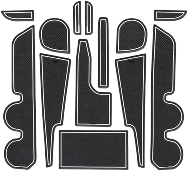 Car Slot Mats for Toyota Rise/Raize/Rocky - 13Pcs Anti-Slip PVC Liner Set (Black/Red Trim) (Black)
