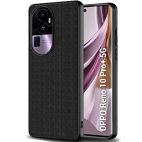 Image of TheGiftKart Back Cover Case for Oppo Reno 10 Pro Plus 5G | Slim & Lightweight | Ultra-Premium Design | Camera Protection Bump | Fabric Texture Case Cover (PC & TPU, Black)