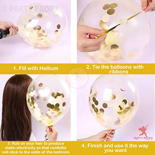 Image of Party Propz Golden Confetti Balloons for Decoration - 30 Pcs Confetti Balloons for Decoration | BirthDay Decorations, Balloons for Birthday Decoration (Confetti)