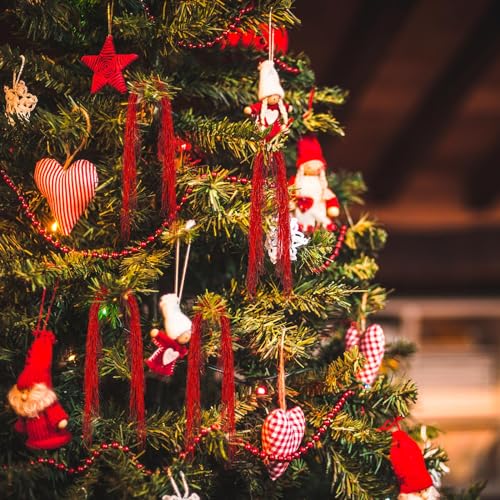 Carámbanos de oropel rojo para árbol de Navidad decoración de aluminio brillante para fiestas y bodas 4