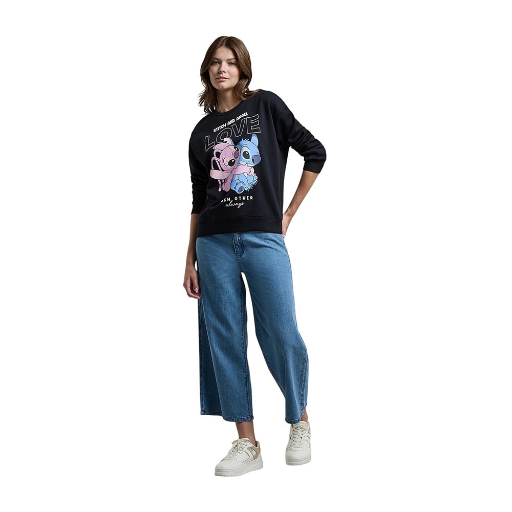 Women's 525-0740WY013-1 Embroidered Sweatshirt with Crew Neck and Long Sleeves