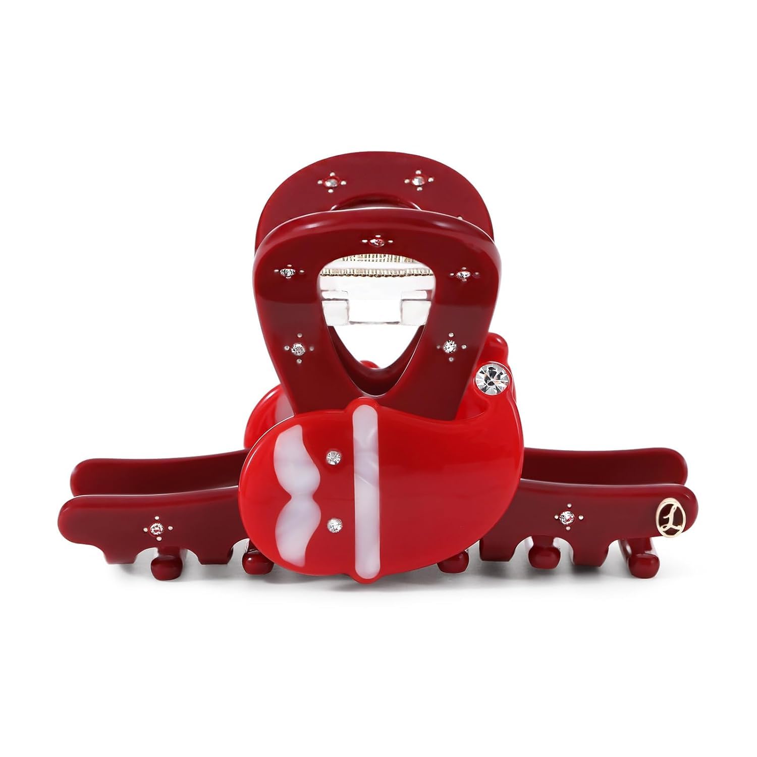 Luxury Red Hair Claw Clips for Women Girls-SMILES HAT, Italian Acetate 3 Inch Claw Clips for Thin & Medium Thick Hair, Hair Accessories For Mothers Day Gifts for Mom with Gift Box