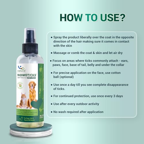 Image of Natural Remedies Combo Nomoticks Xtra Anti-Tick & Flea Body Spray (175ml) + Home Spray (450ml) for Dogs, Cats & Puppies of All Breeds, Daily Use, Natural Ingredients, Safe & Effective (Pack of 2)