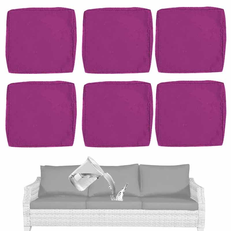 Housses de coussin imperméables de terrasse lot de 6 pour canapé en rotin et chaise de jardin