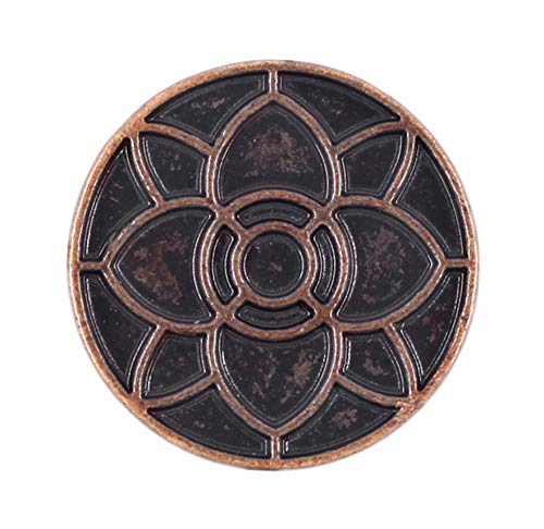 Bezelry 12 Pieces Lotus Blossom Metal Shank Buttons. 20Mm (3/4 Inch) (Dark Copper) #TOP30