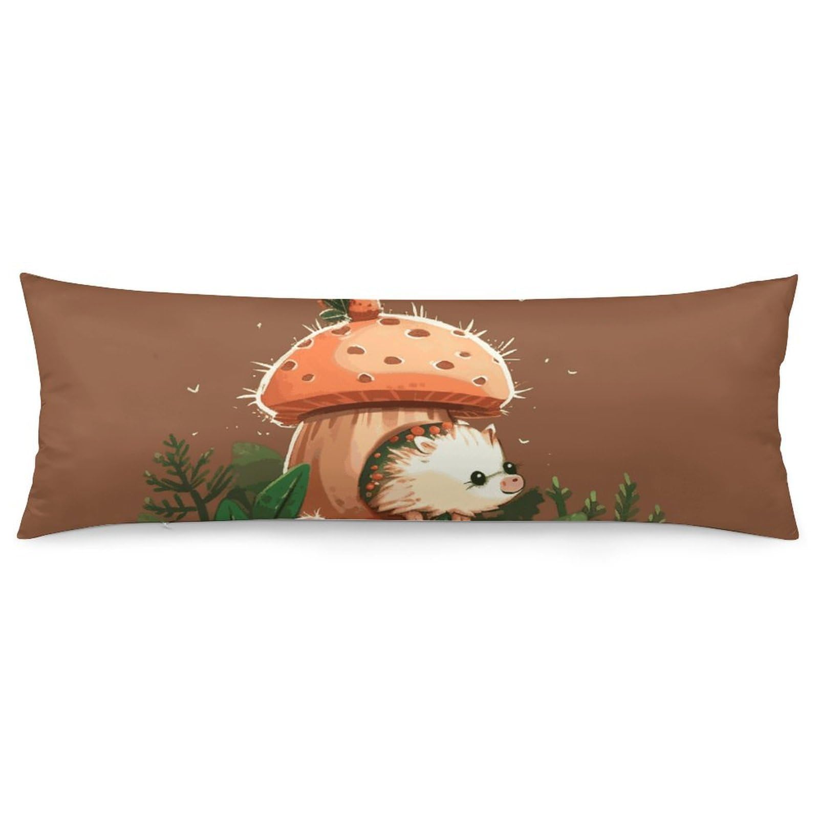 2 Pack Pillow Cases for Hair and Skin, Soft Breathable Pillow Case Covers with Hidden Zipper, Hedgehog and Mushroom Pillowcase 20"x54" Pillow Covers for Sleeping Gift