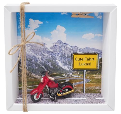 ZauberDeko Geldgeschenk Verpackung Geldverpackung Führerschein MIT Namen Motorrad Reise Weihnachten