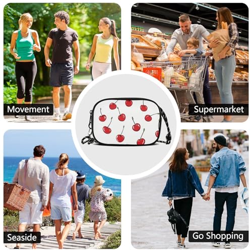 Red Cherry White Crossbody Bags for Women Cell Phone Purses Women's Shoulder Handbags Wallet Purse with Adjustable Strap4