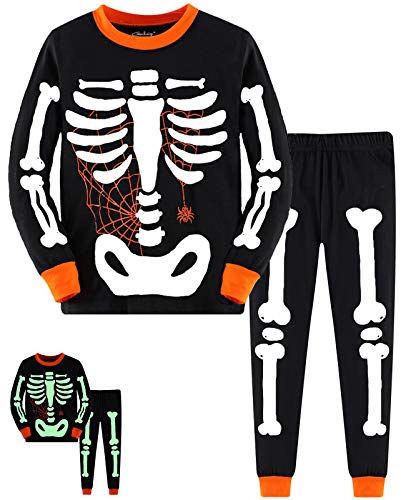 EULLA Little Boy Pajamas Sets Toddler Skeleton Pumpkin Cotton Kids Sleepwear 2-7 Years