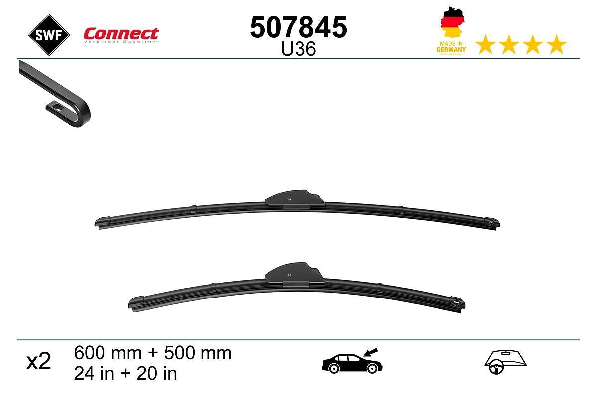 SWF Connect 2x Limpiaparabrisas U36 - Delanteras - 600 mm / 500 mm