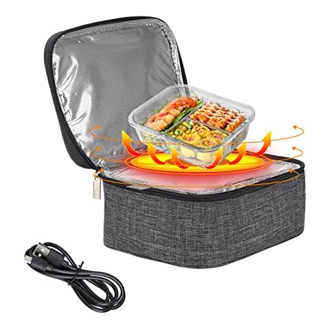 JKIOHO Portable Oven Heated Lunch Box, Lunch Box Heater Portable, Personal Mini USB for Office, Food Warmer Personal Tripping, Grey Cover