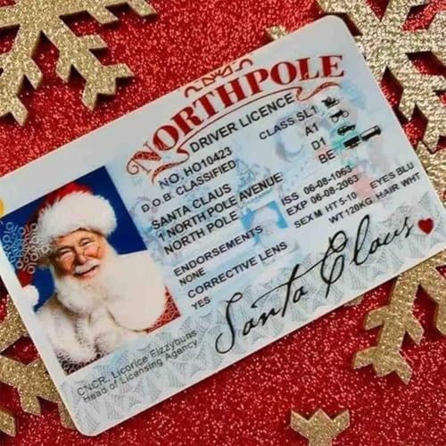 Web Launcher String Shooters Santa Claus Lost Drivers License Christmas Decorations,Novelty Sleigh Flying License ID Card,Santa Claus Card Flight Eve Key Box Gift Christmas Eve Key Box Gift (1 Pcs)