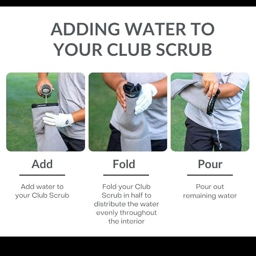 Club Scrub Towel Pro, Golf Club and Ball Cleaning Pouch with Attached Towel, Waterproof Exterior, Clean Face Technology Liner, Machine Washable, Cleans Club Grooves, Waffle-Weave Microfiber (Gray) - Thumbnail 6