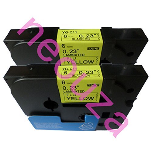 NEOUZA 2PK Compatible for Brother P-Touch Laminated TZe TZ Label Tape Cartridge 6mm x 8m (TZe-C11 Black on Yellow Fluorescent) โ image 1