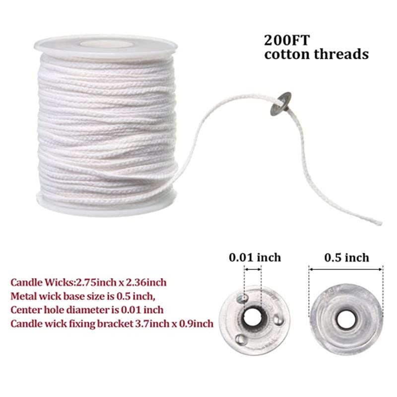 100 Mèches De Bougie En Coton Pré-cirées - 61 Mètres Avec Supports Métal Et Stickers - Pour Fabrication Bougies DIY - 2
