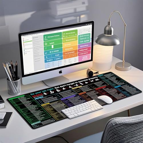 Image of JIALONG Excel Shortcuts Large Gaming Mouse Pad Extra XXL 35.4x15.75 inches Thick Extended Excel Formulas Cheat Sheet Desk Pad Computer Keyboard Mat for MacBook, PC, Laptop, Office Home