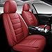 Isen-CoverAuto Full Coverage Faux Leather Car Seat Covers Full Set,Automotive Seat Covers for Cars,SUVs Pick-up Truck, Car Seat Cushion, Wine Red Seat Covers for 5 Seats